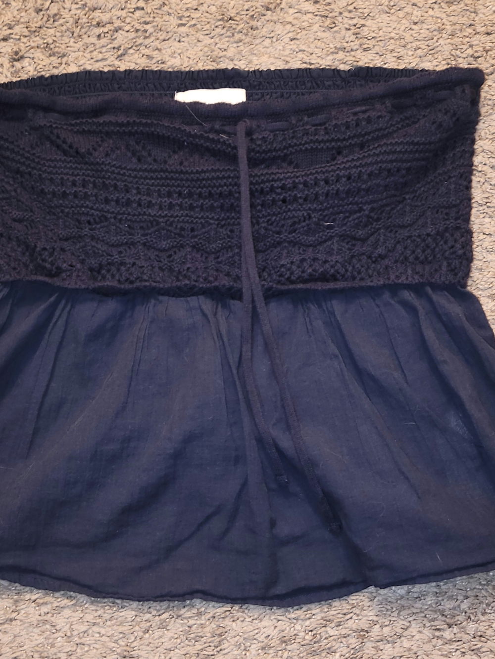 Hollister Navy Strapless Crochet-Waist Sundress